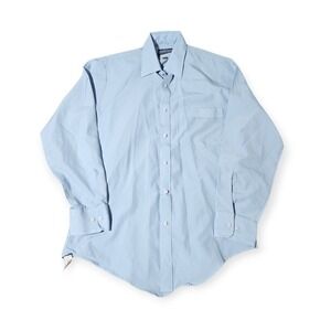 Vintage 70s‎ JCPenney Lustre-Silk Button Up Shirt Mens L 15.5 Long Sleeve Dress